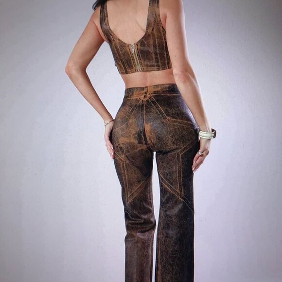 Brown Jeans by Revice, Venus Hand-foiled, Flare Star Jeans, NWOT - Picture 5 of 5